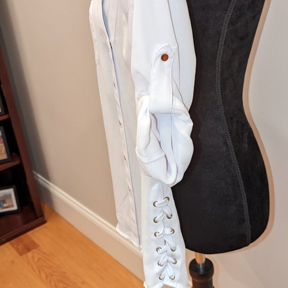 BEBE White Chiffon Button up Shirt XXS - Picture 3 of 3